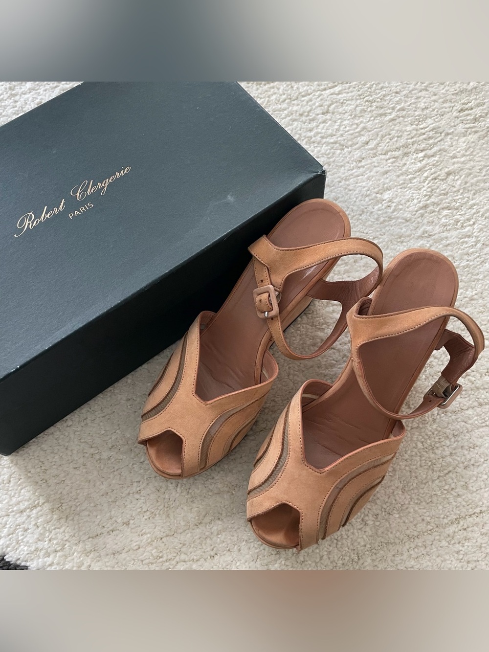 Robert Clergerie Blush Suede Sandals 8.5